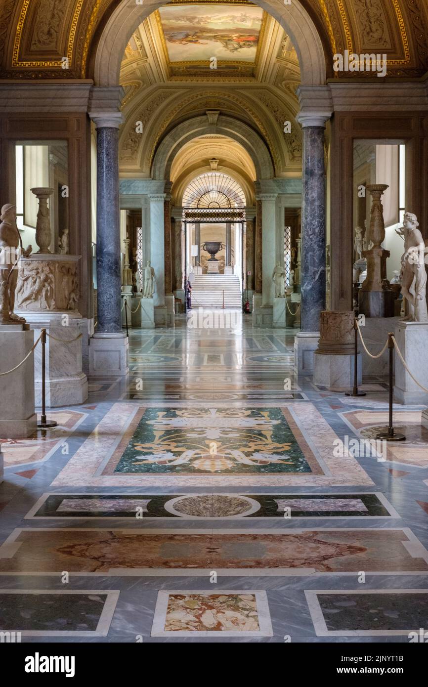 Inside the Vatican Museums in the Vatican City, Rome, Italy, in 2018. Stock Photo