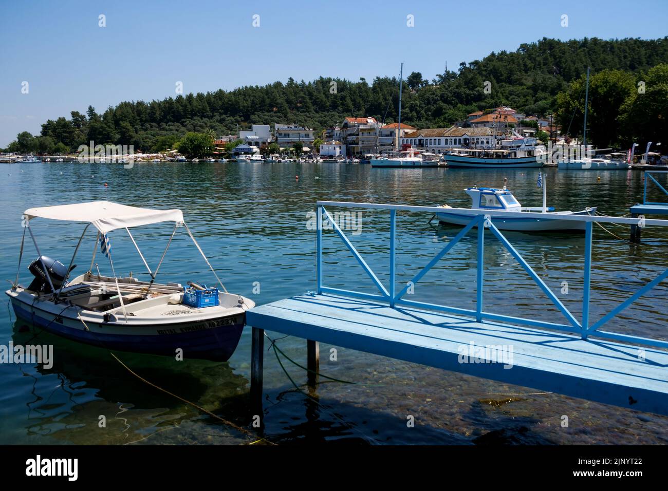 Fishing harbor, Thassos, Macedonia, North-Eastern France Stock Photo