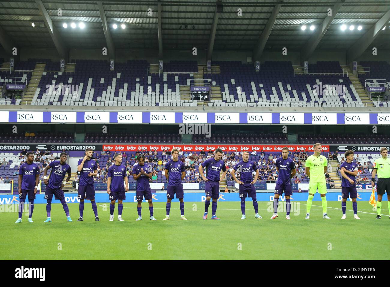 RSCA Futures' players pictured before a soccer match between RSC Anderlecht  Futures and KMSK Deinze, Sunday 14 August 2022 in Anderlecht, on day 1 of  the 2022-2023 'Challenger Pro League' second division