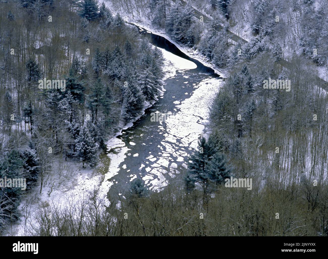 Loyalsock Creek Valley in winter from High Rock vista at Worlds End