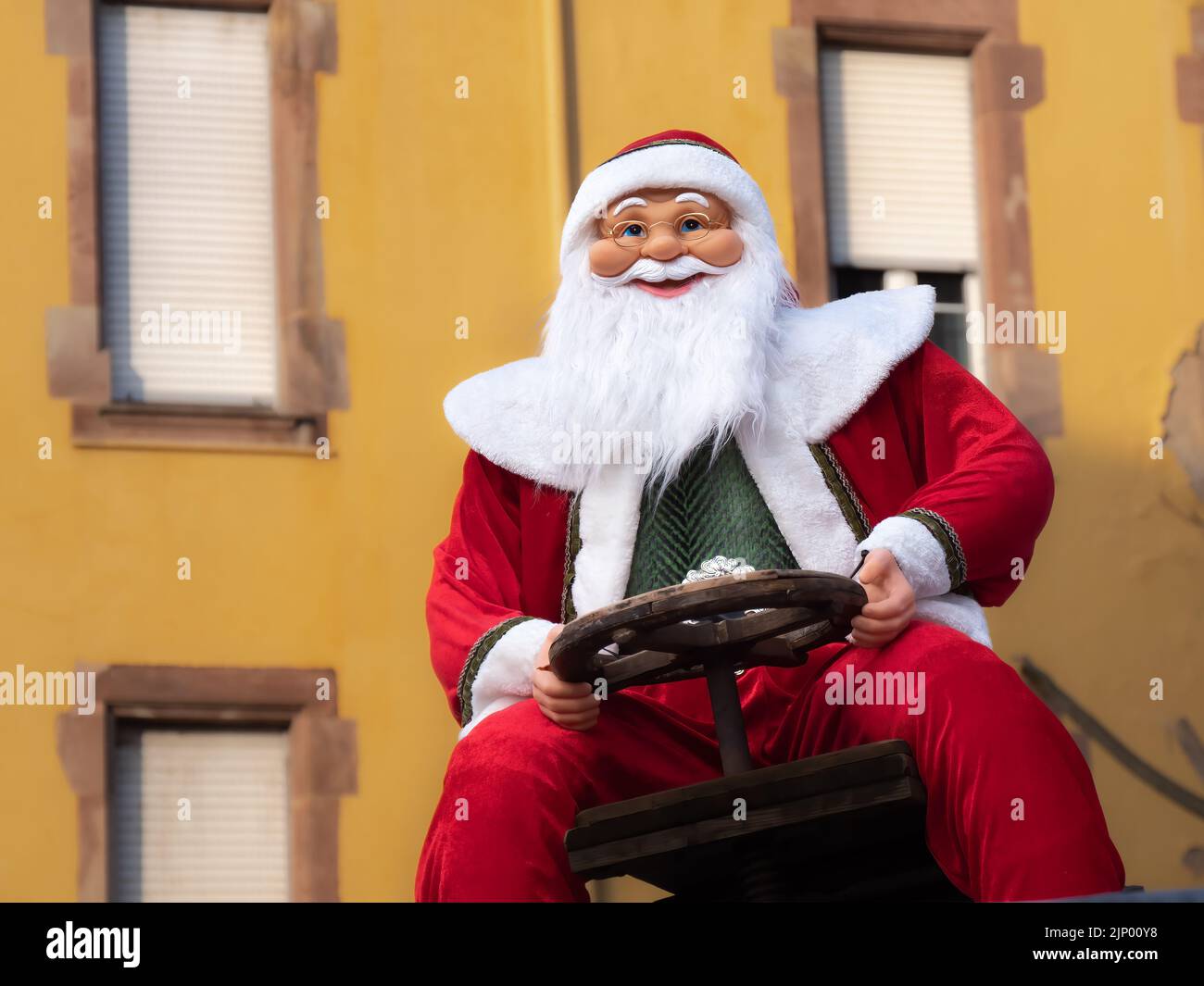 Driving Santa Claus at Advent-Christmas time in Colmar Stock Photo