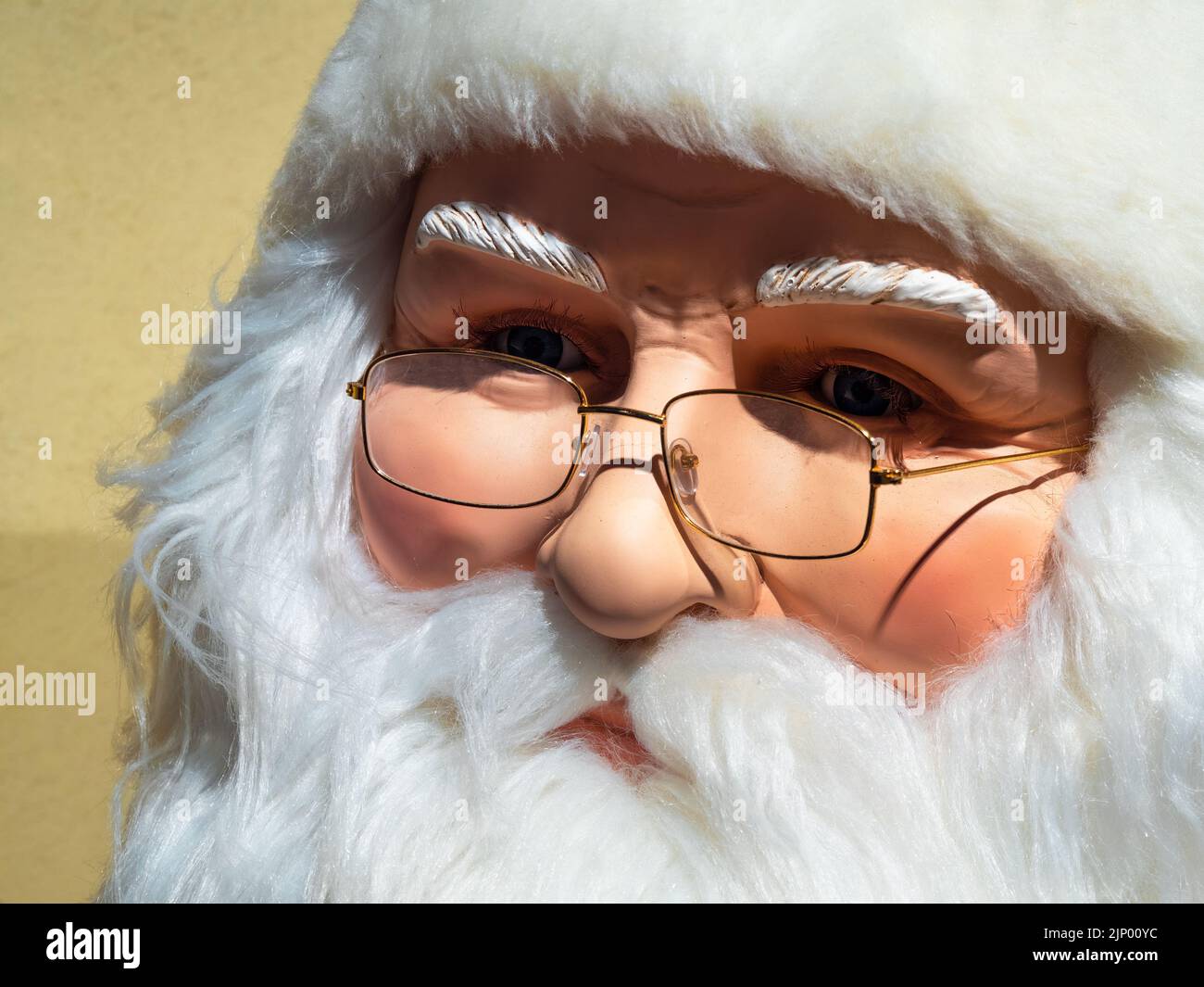 Closeup of the face of the Santa Claus at Advent-Christmas time in Colmar Stock Photo