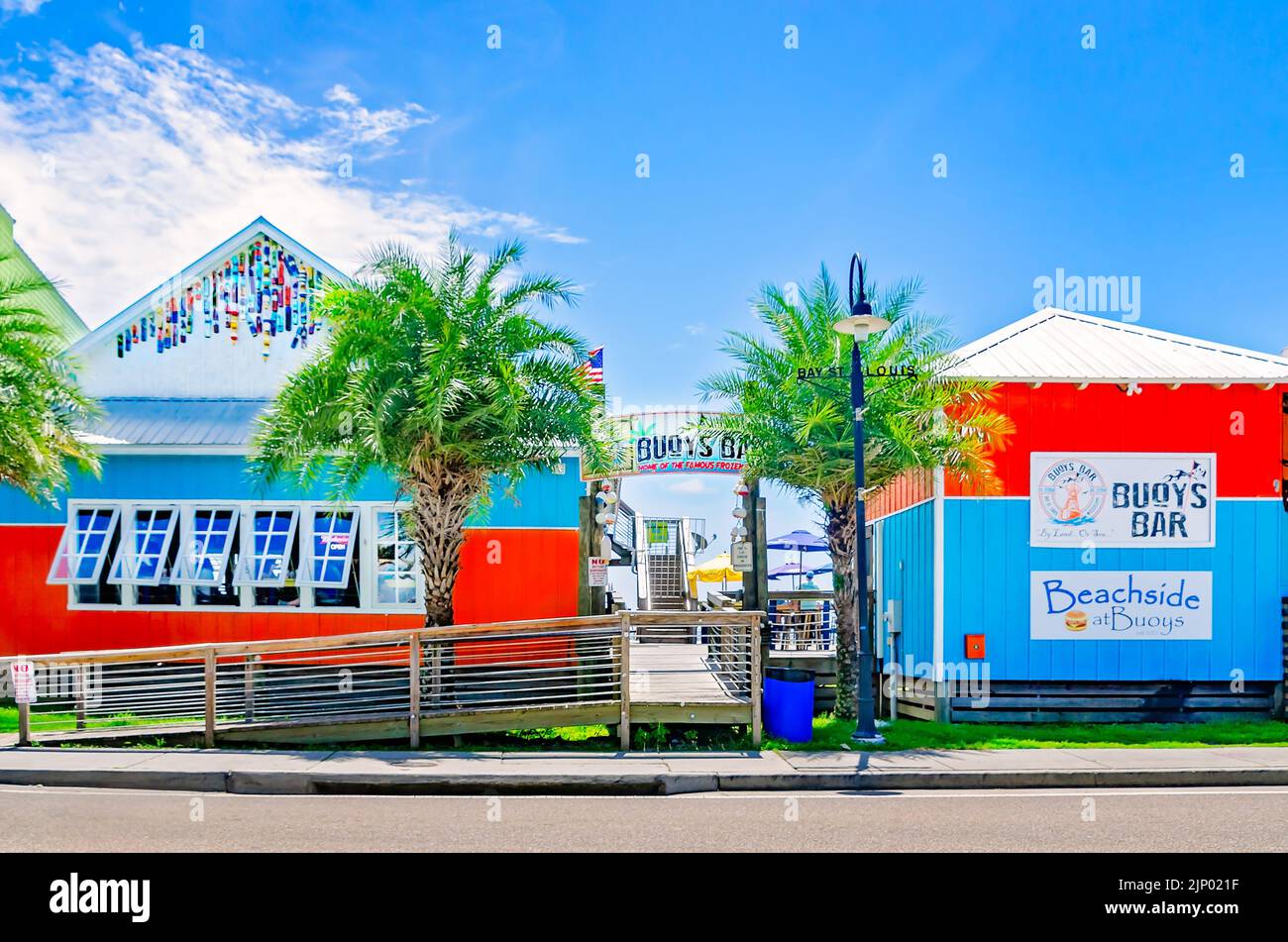 Buoys Bar is pictured, Aug. 13, 2022, in Bay Saint Louis, Mississippi. The coastal city was heavily impacted by Hurricane Katrina in 2005. Stock Photo