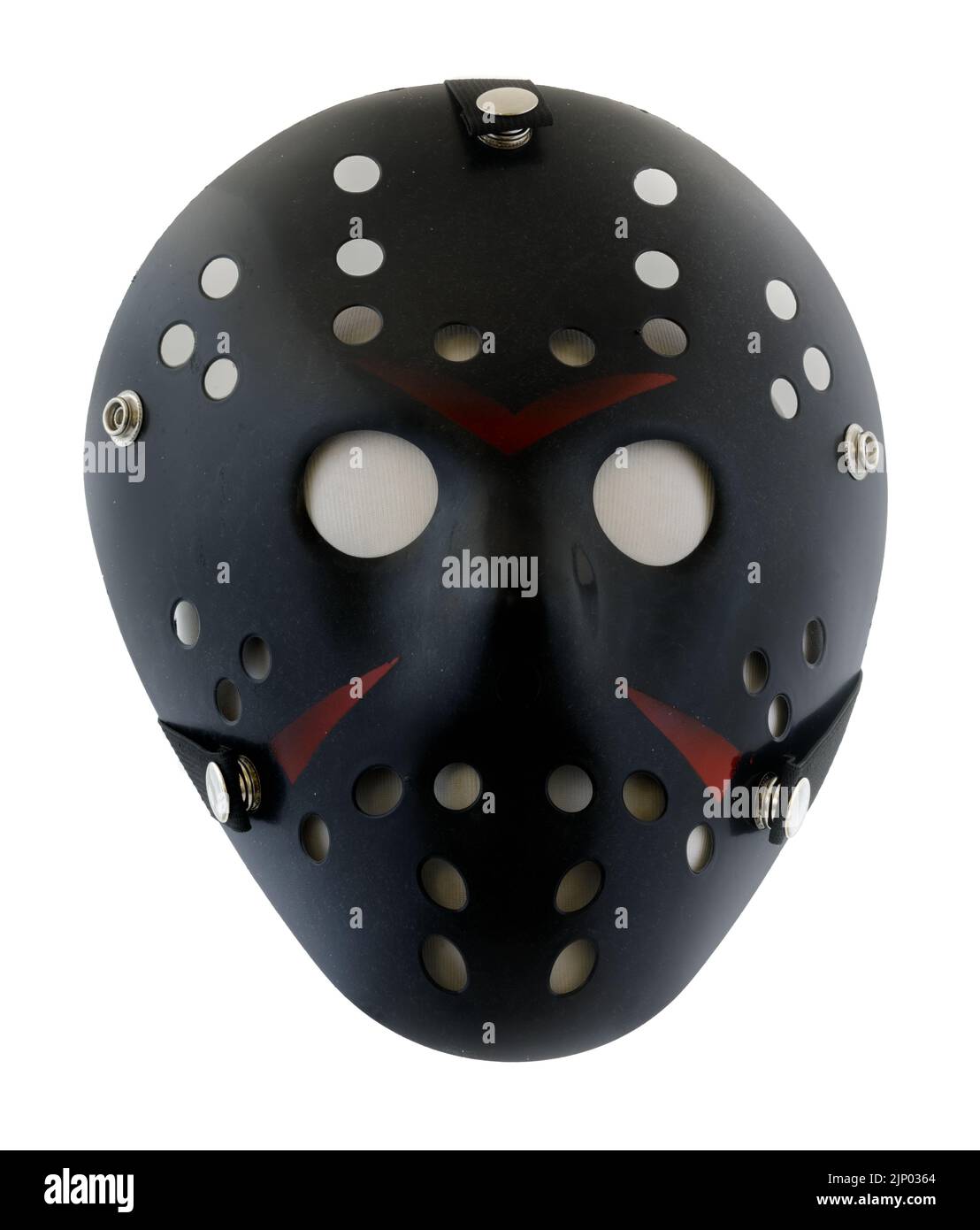 Horror Scary Hockey Halloween Mask Isolated on White Stock Photo