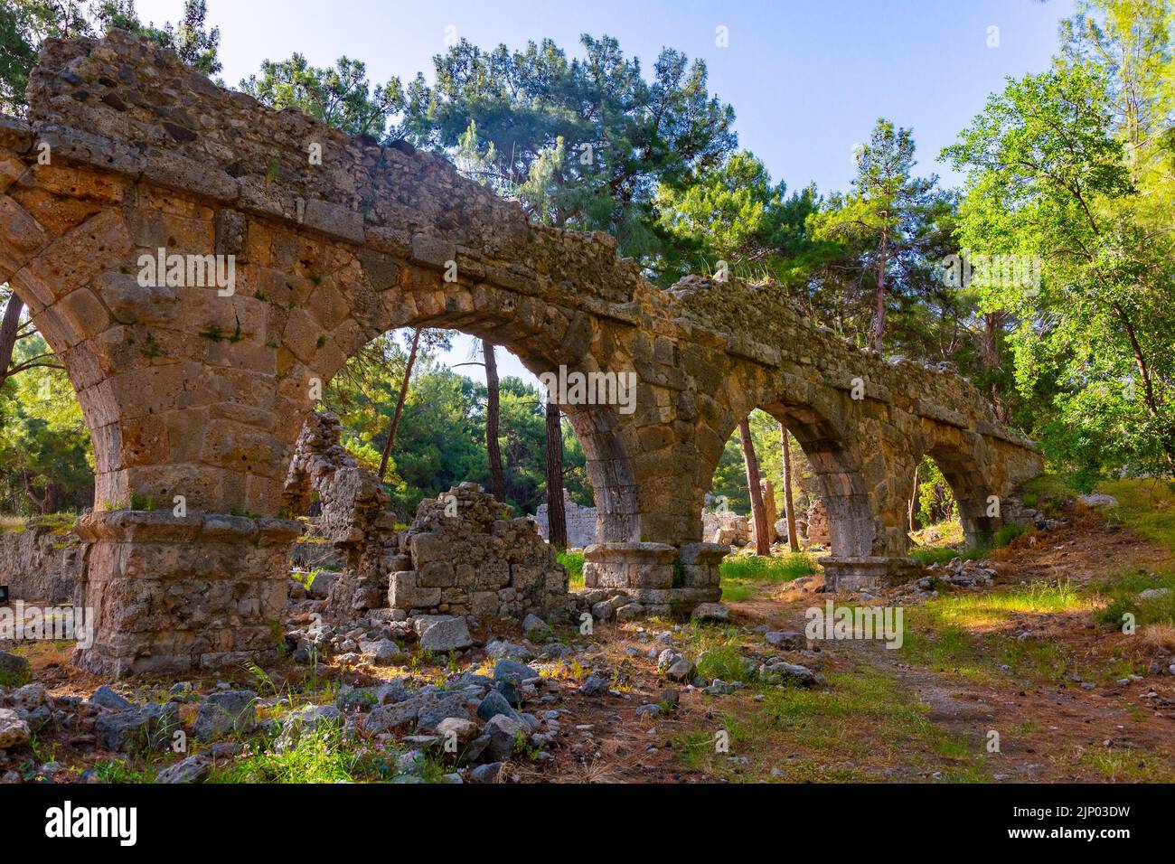 Remains of aquaeduct in ancient Lycian city Faselis Stock Photo