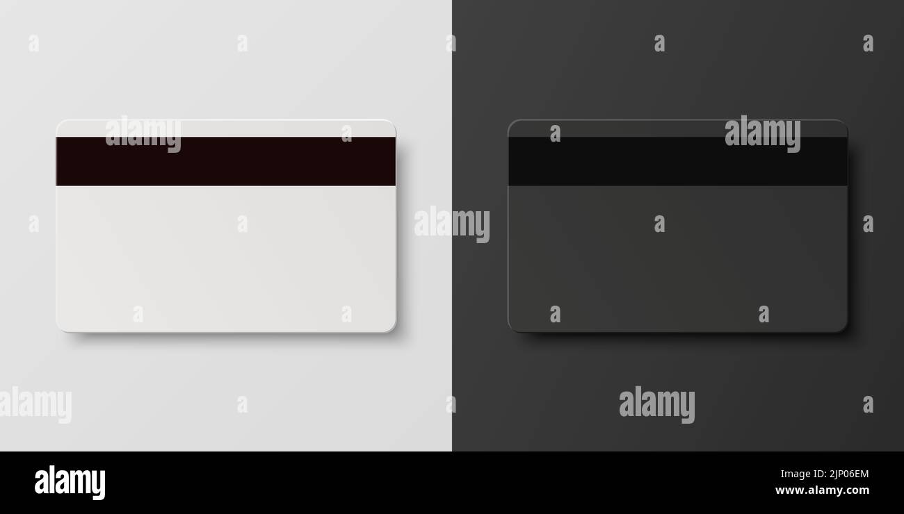 Vector 3d Realistic Black and White Blank Card with Strip Set