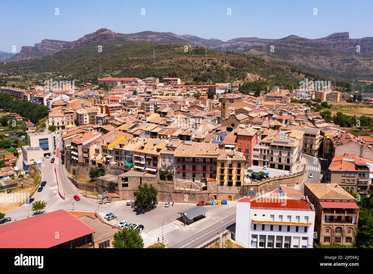 Aerial photo of La Pobla de Segur, province of Lleida, Spain Stock Photo