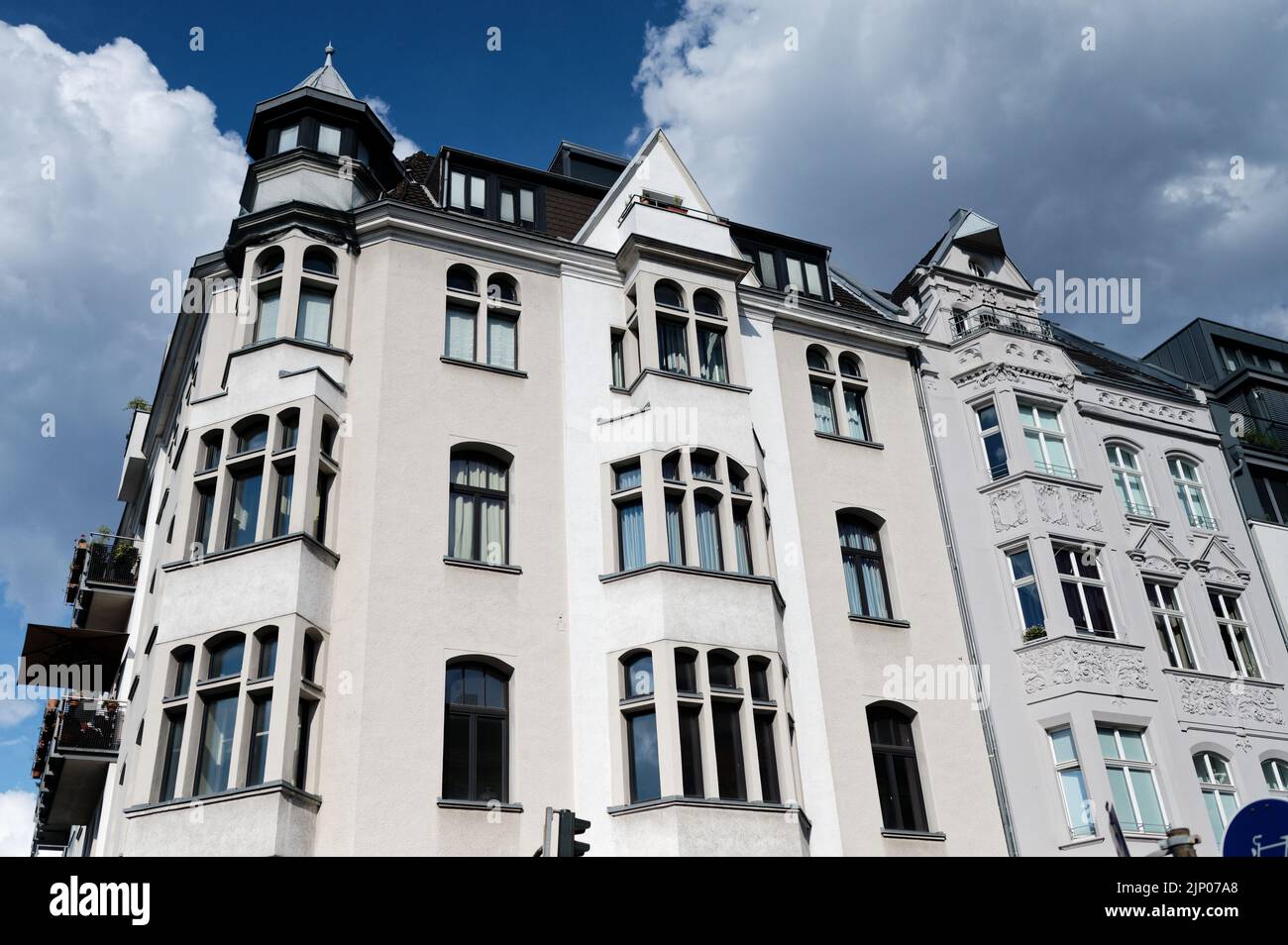 beautiful old buildings in the belgian quarter of cologne in the style of historicism Stock Photo