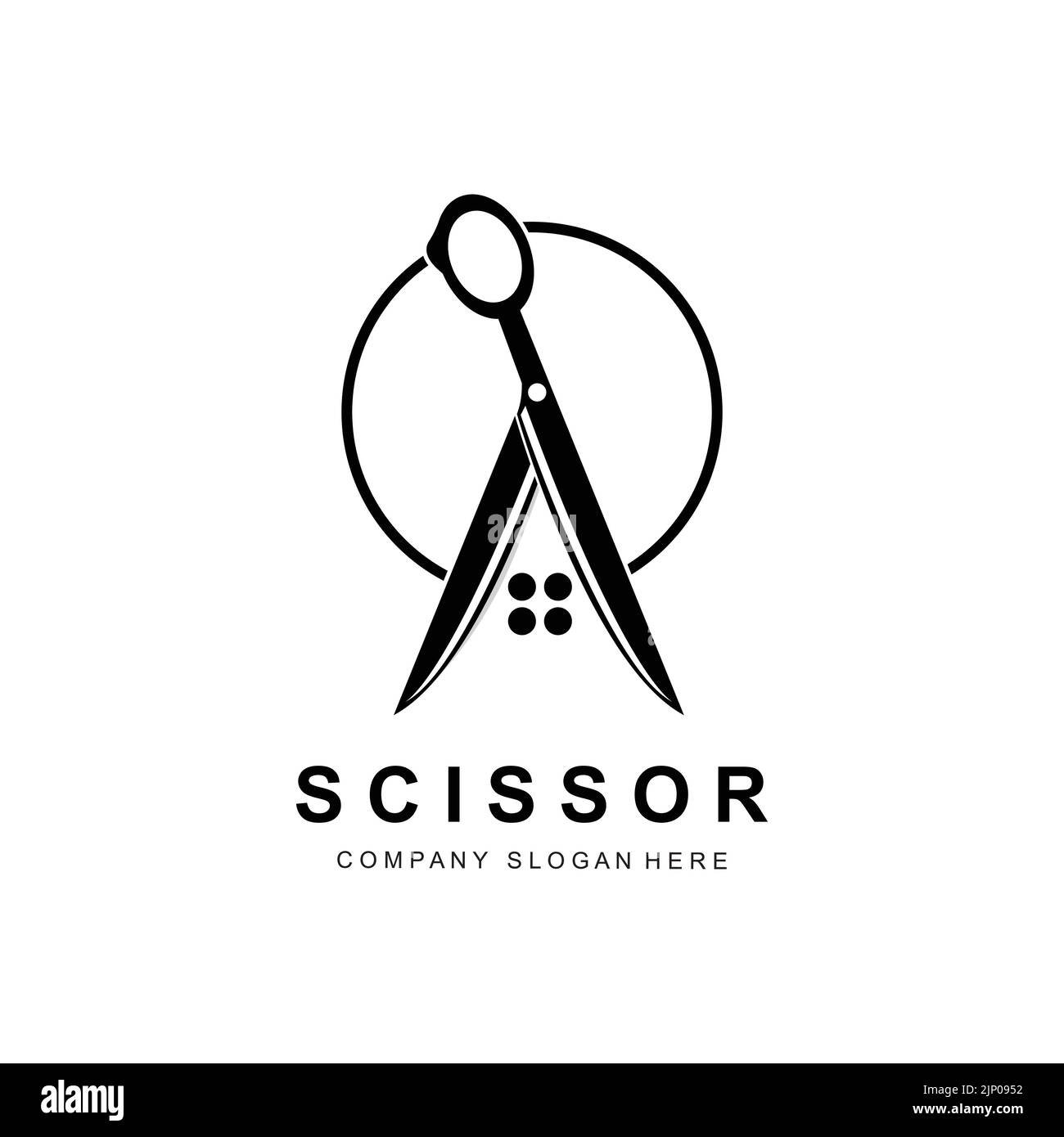 Scissors Logo Design, Vector Illustration Cutting Tool Icon Sticker