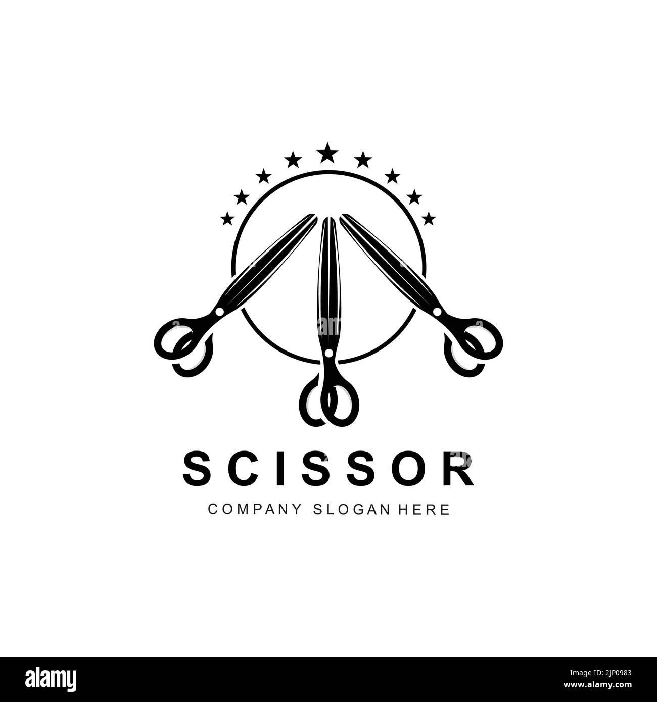 Scissors Logo Design, Vector Illustration Cutting Tool Icon Sticker