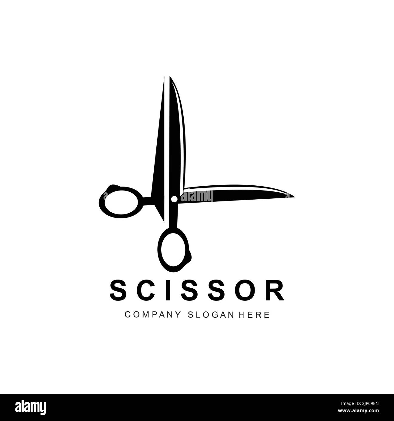 Scissors Logo Design, Vector Illustration Cutting Tool Icon Sticker