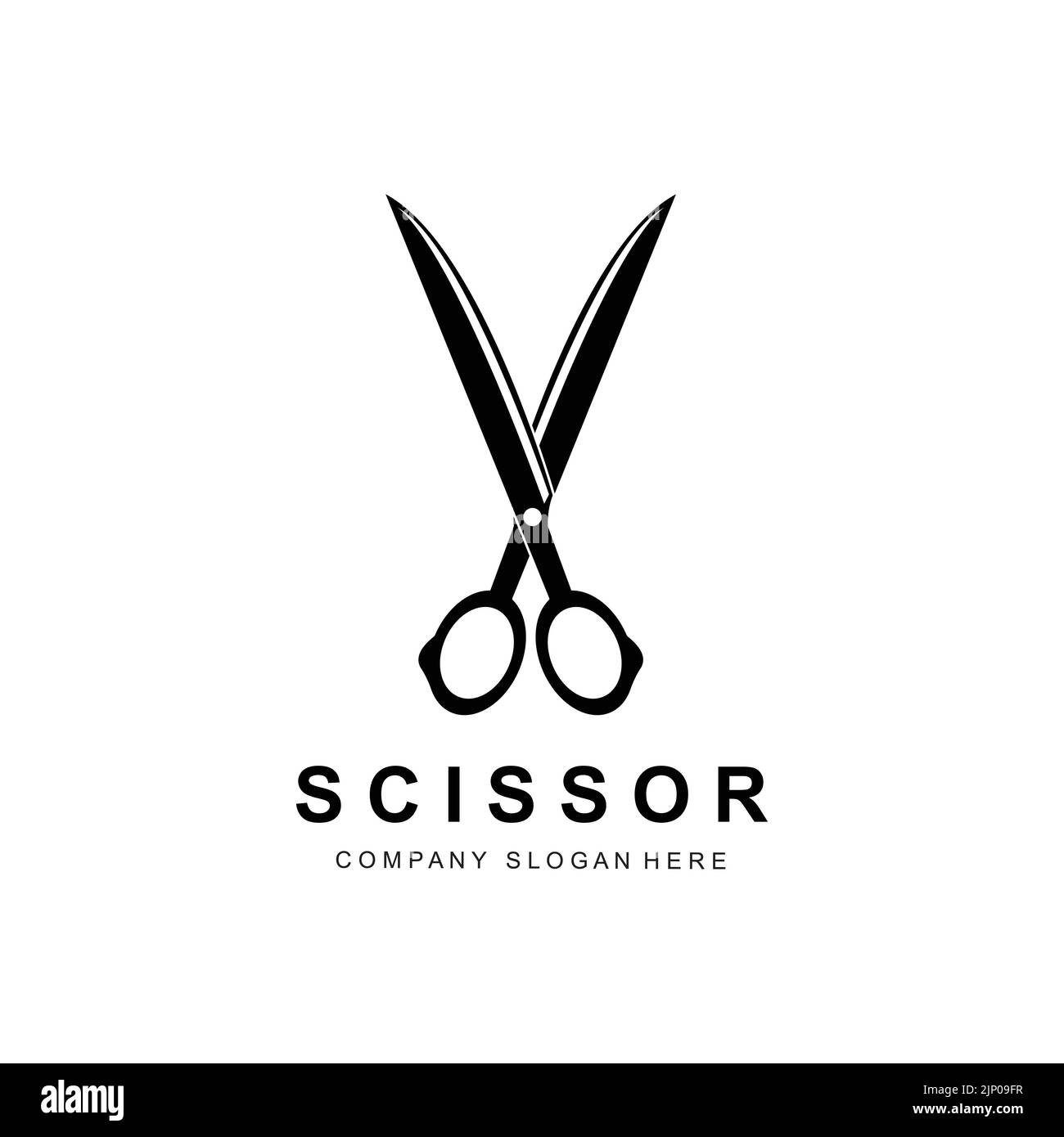 Scissors Logo Design, Vector Illustration Cutting Tool Icon Sticker