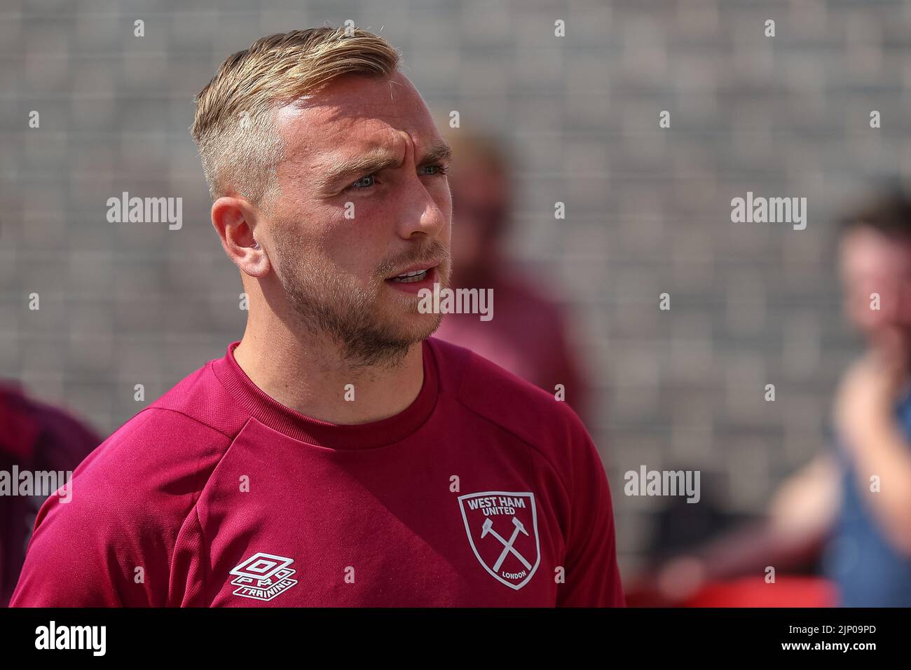 Jarrod Bowen #20 of West Ham United arrives at the game prior to kick off Stock Photo