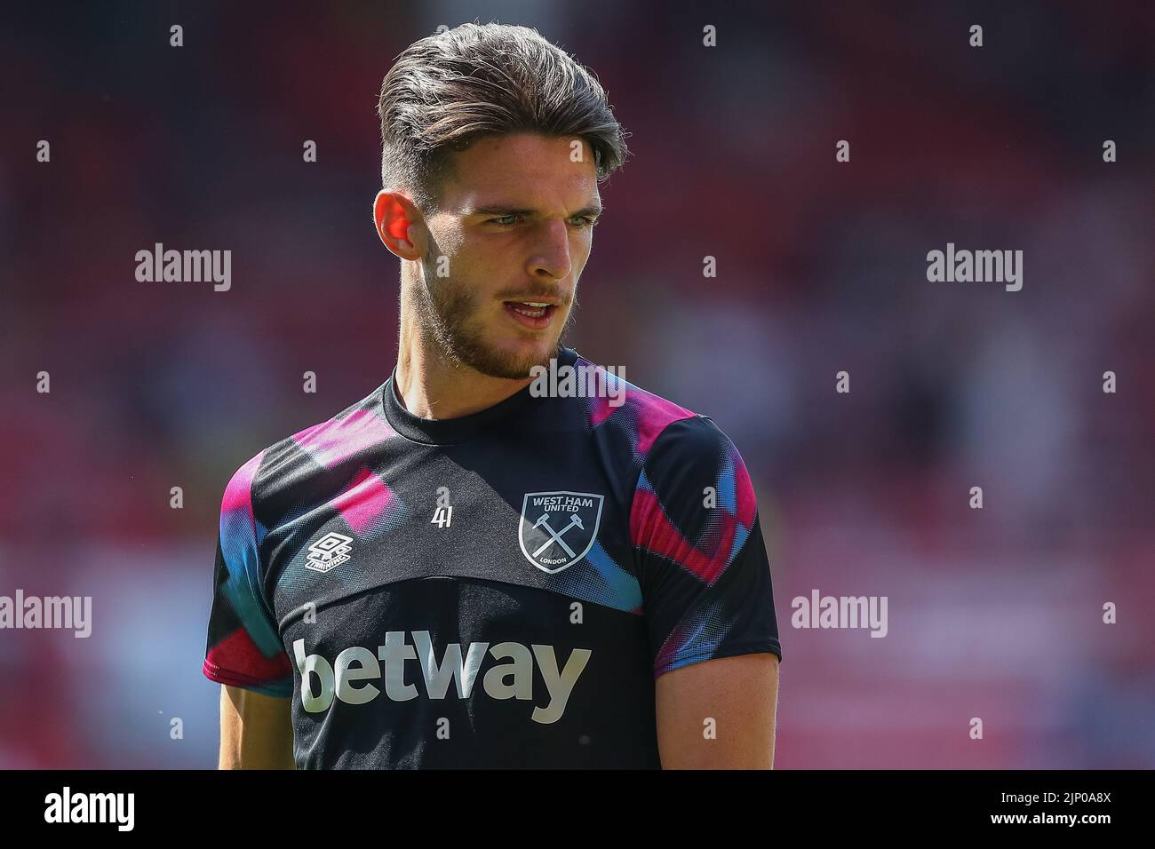 Declan Rice #41 of West Ham United during the warm up Stock Photo