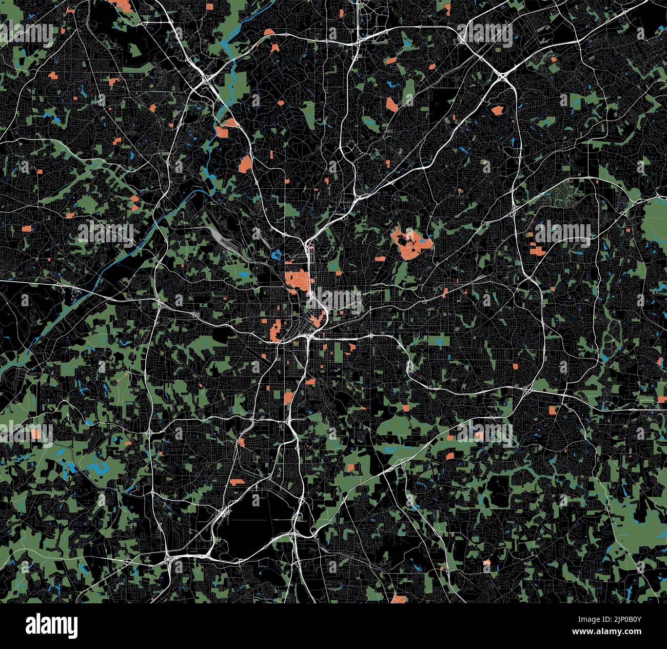 Vector editable city map ATLANTA - Vector Editable City Map Atlanta Georgia United States 2JP0B0Y