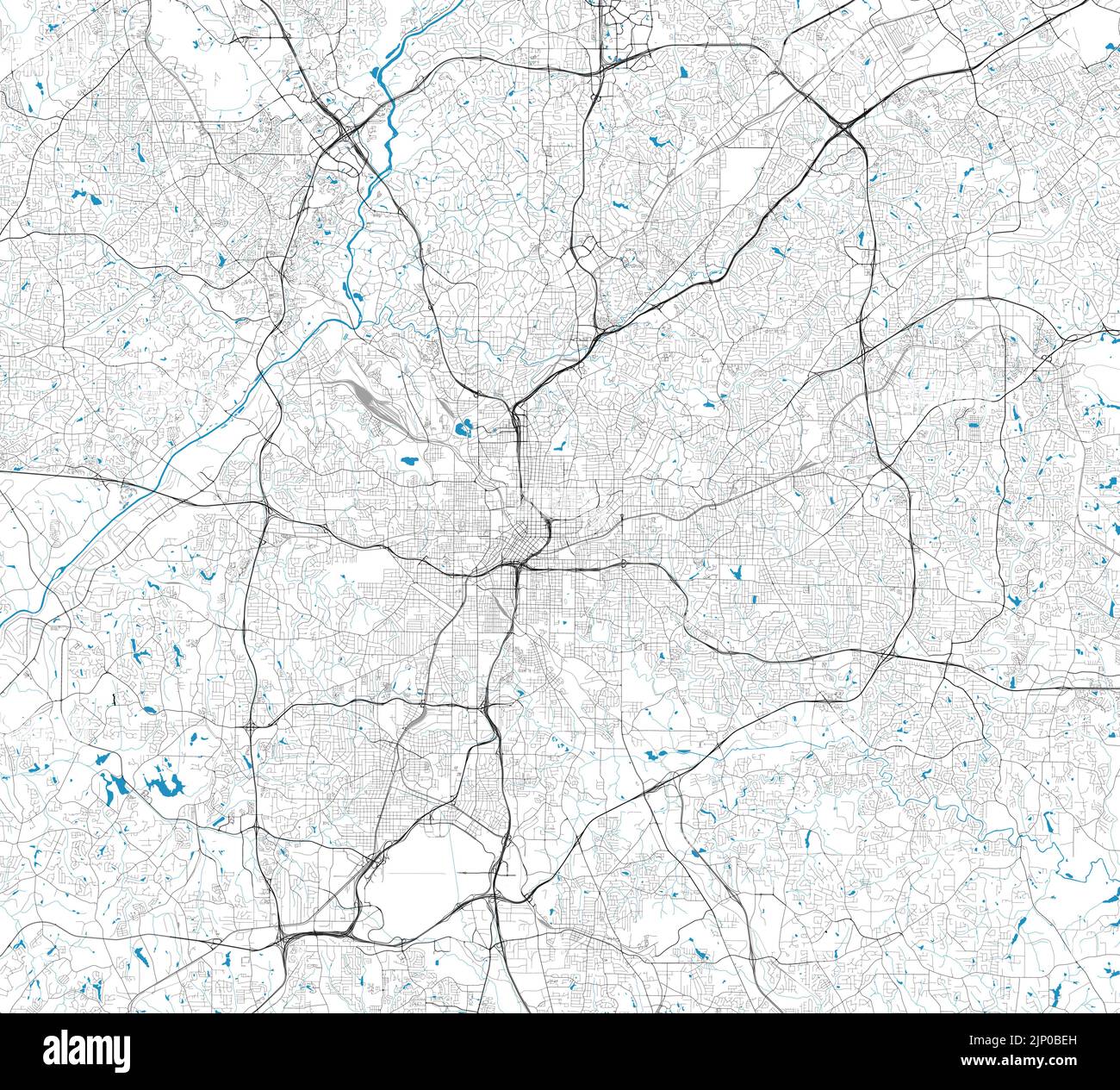 Vector editable city map ATLANTA - Vector Editable City Map Atlanta Georgia United States 2JP0BEH