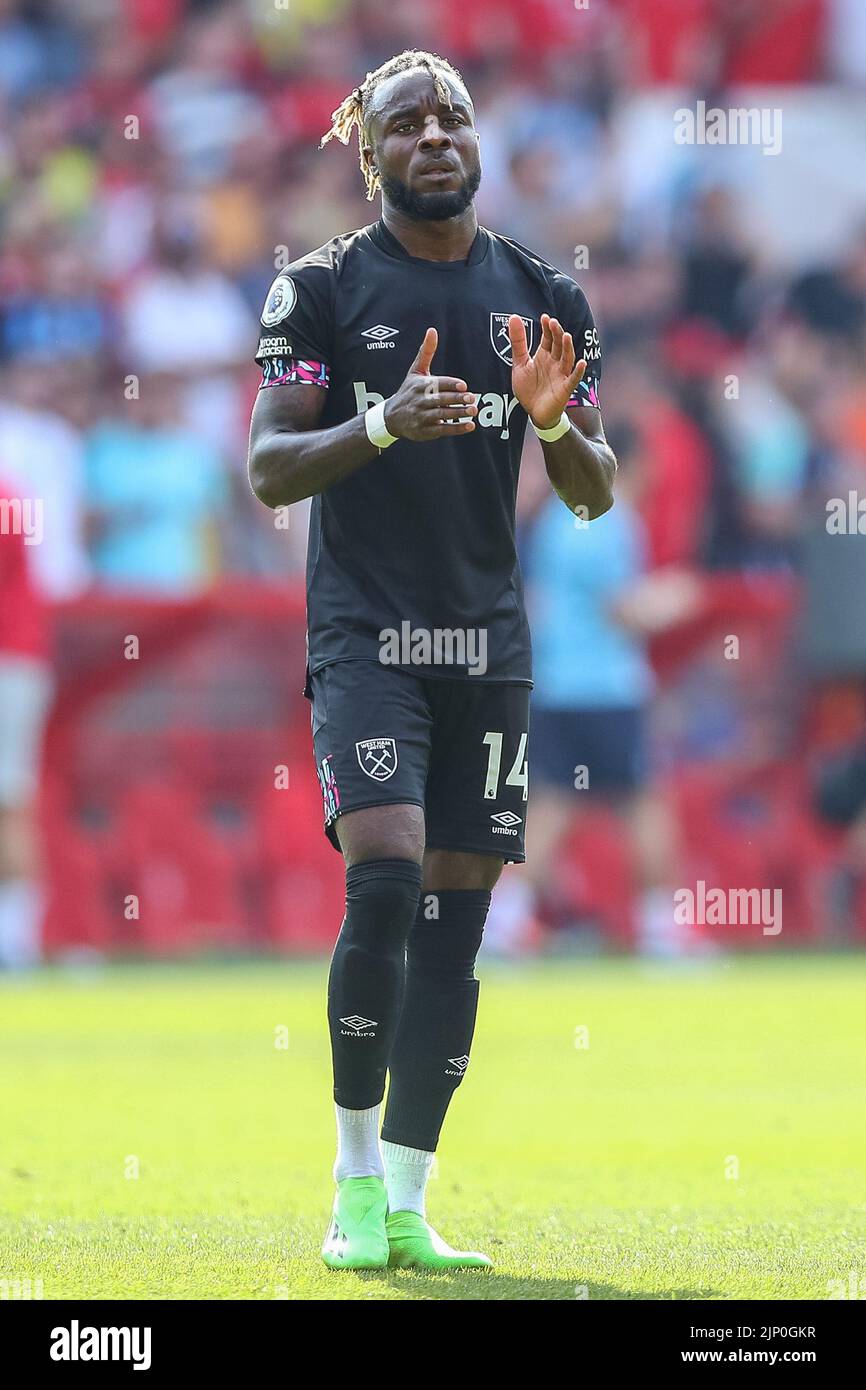 Maxwel Cornet #14 of West Ham United applauds the travelling fans Stock Photo