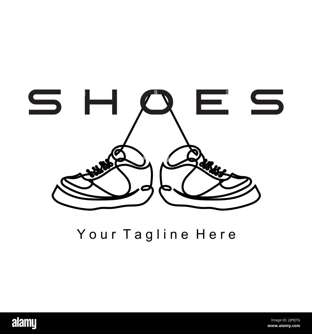 Sneakers Shoe Logo Design, vector illustration of trending youth footwear, simple funky concept Stock Vector