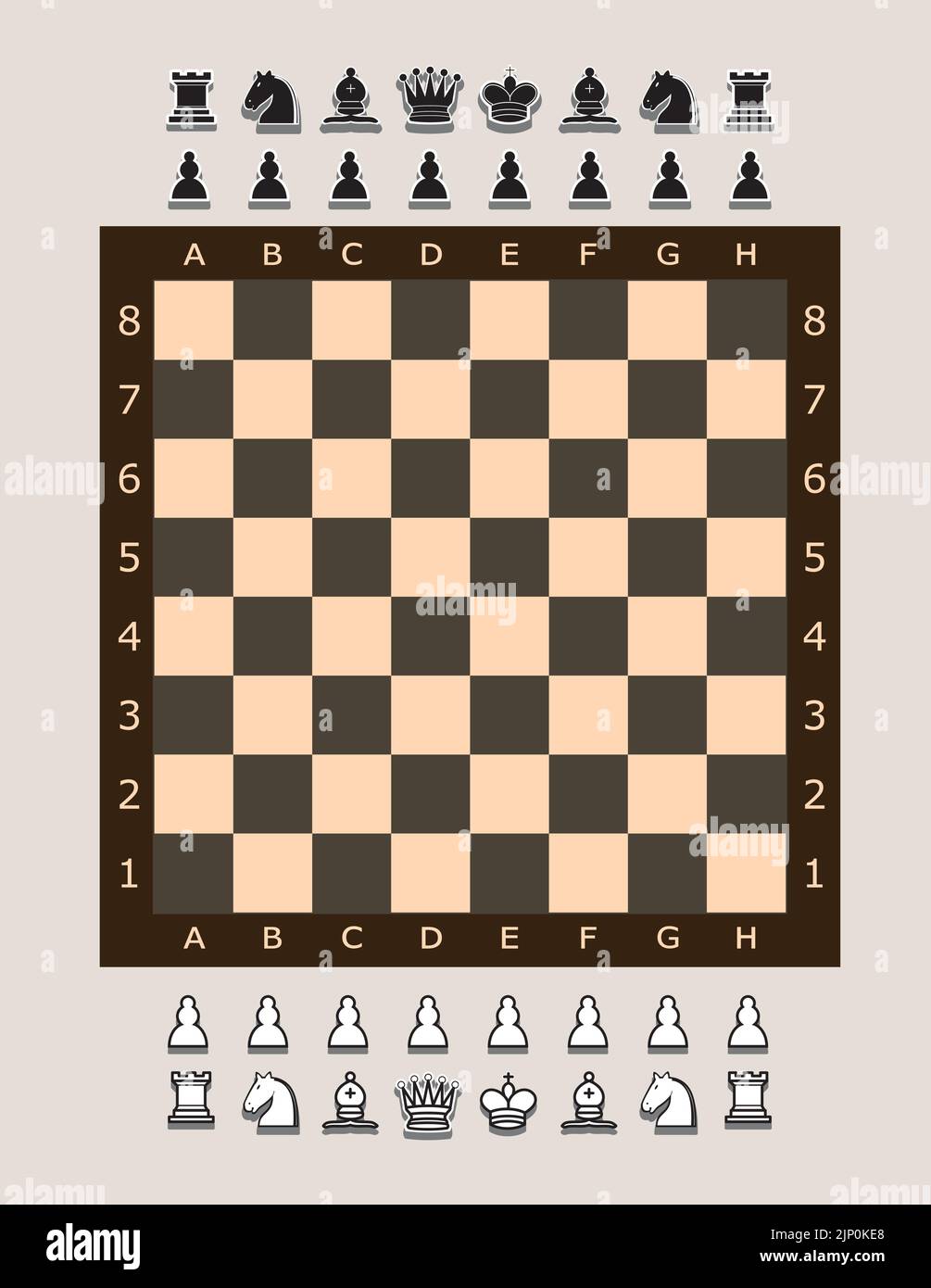 Chess board and pieces vector Stock Vector Image & Art - Alamy