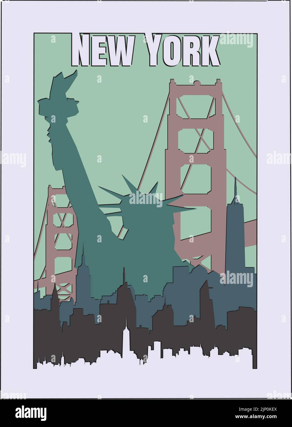 New York travel poster Vintage style vector Stock Vector Image & Art ...