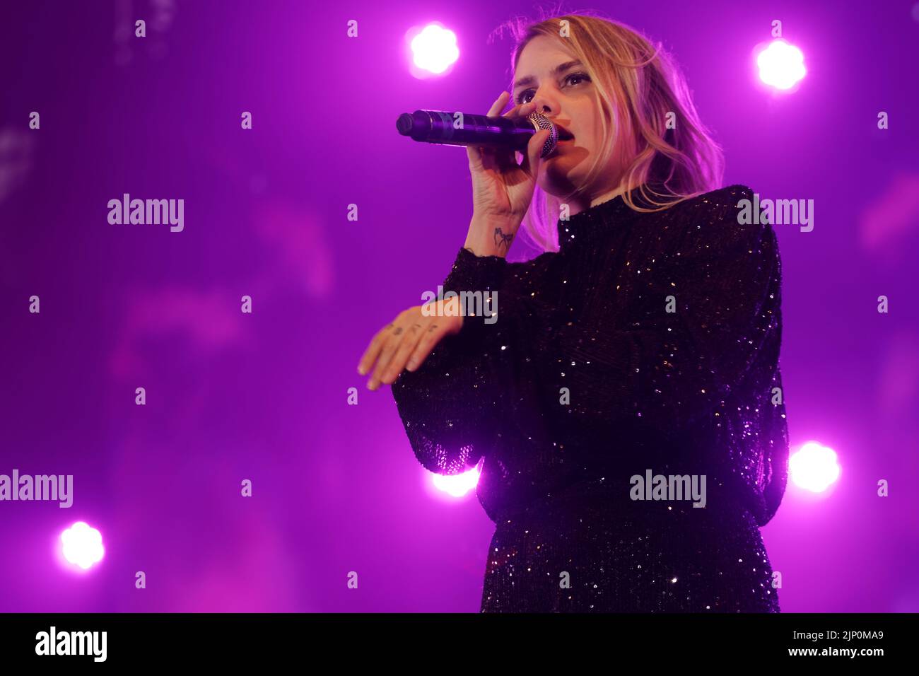 Canadian singer-songwriter Coeur de pirate performs on stage in Montreal. Quebec,Canada Stock Photo