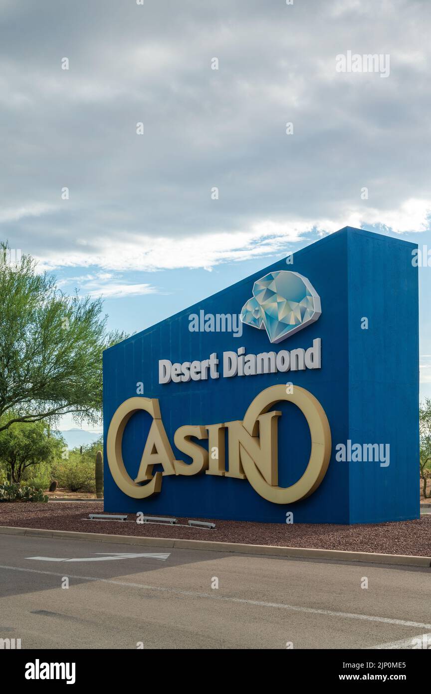 Welcome sign for Desert Diamond Casino near Tucson, Arizona Stock Photo