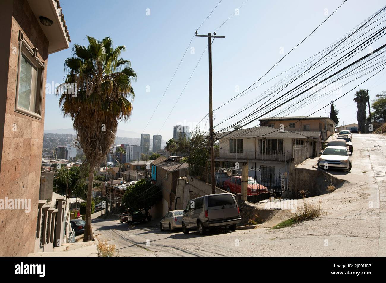 View of a neighborhood near downtown Tijuana, Baja California, Mexico. Stock Photo