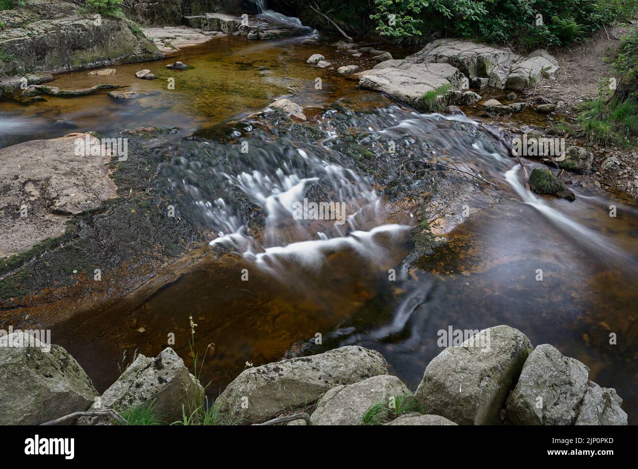 the romantic river Ilse near Ilsenburg at the foot of the Brocken in the Harz National Park in Germany Stock Photo