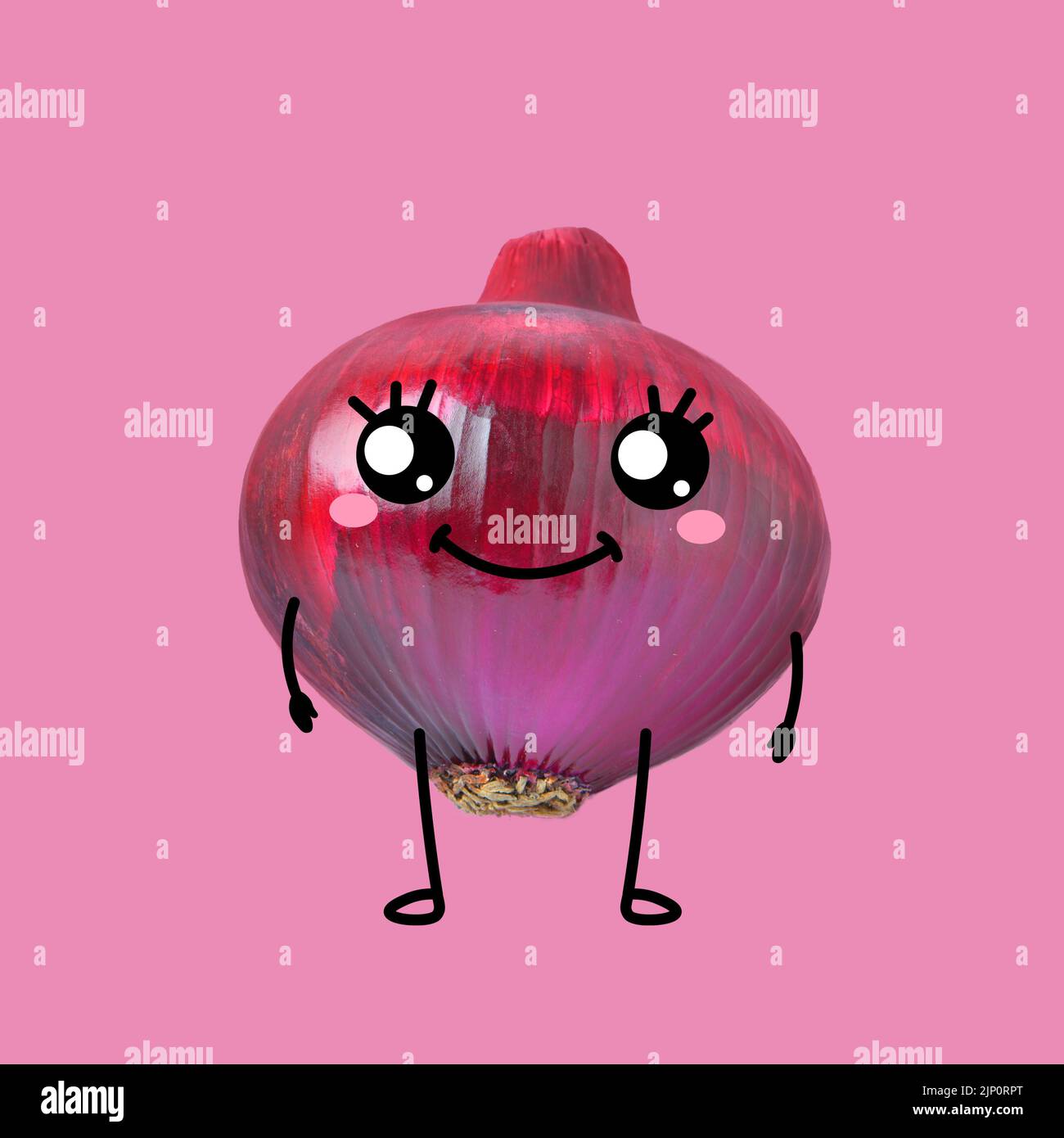Funny onion on pink background Stock Photo Alamy
