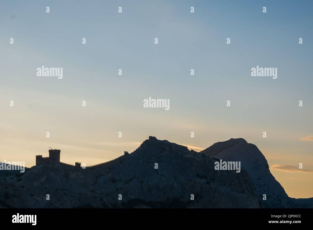 The towers of the fortress in the dark sky.  Stock Photo