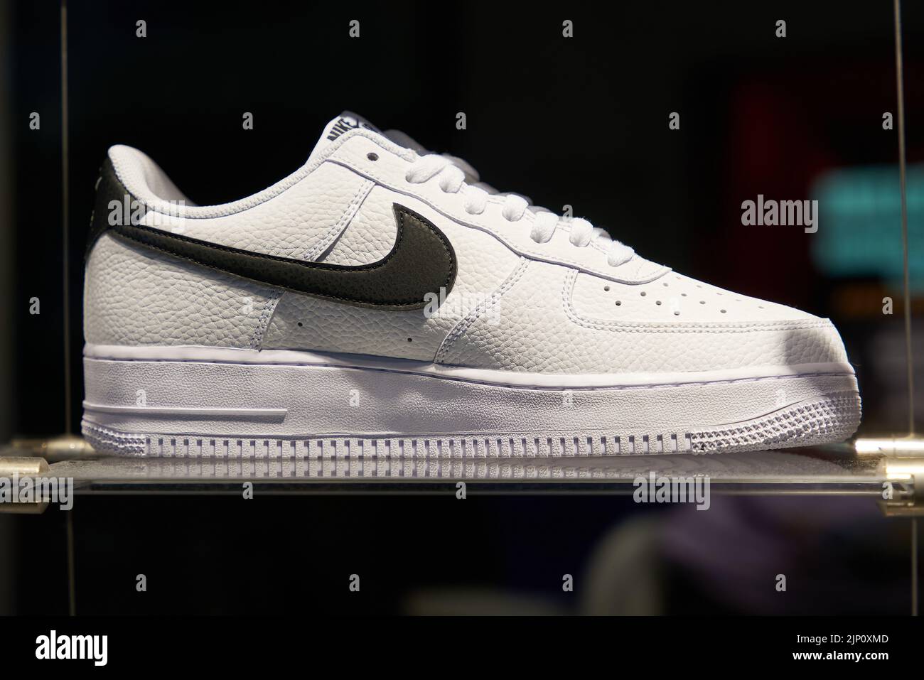 Shoe of the American sporting goods manufacturer Nike on a shelf in the