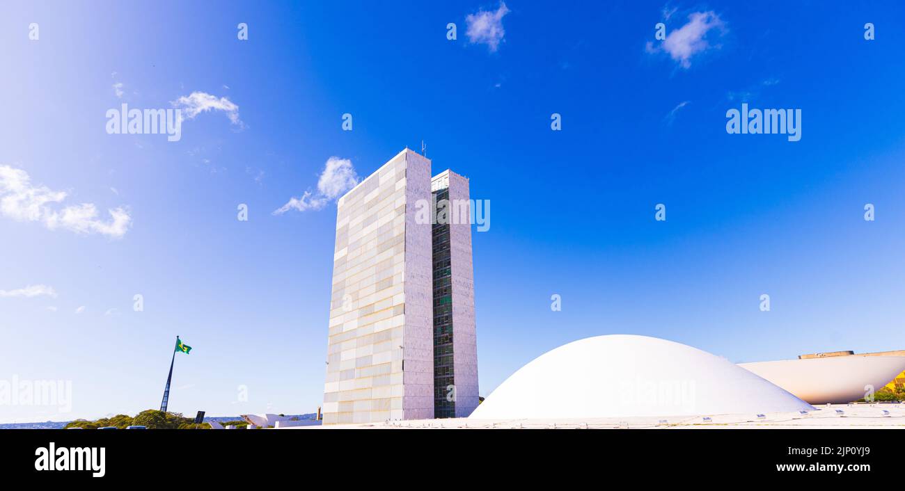 Brasilia, Federal District - Brazil. April, 26, 2022. The National Congress of Brazil. Building designed by Oscar niemeyer. Stock Photo