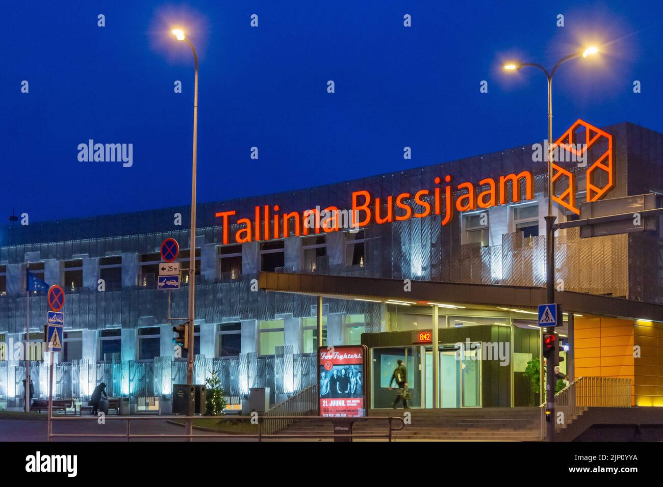 Tallinn Bus Station (Tallinna Bussijaam) At Night In Tallinn Estonia ...