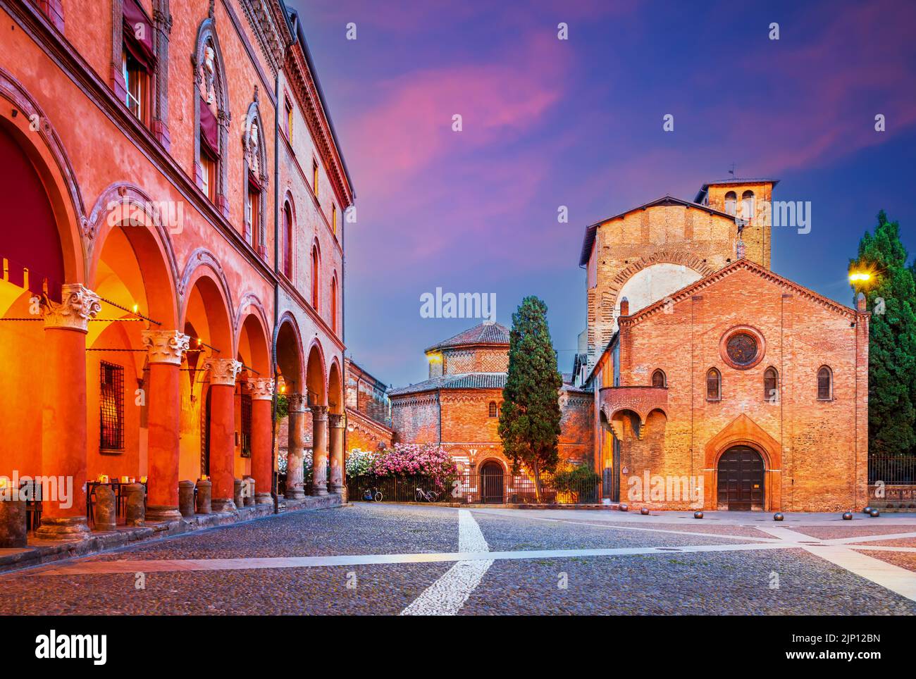 Bologna, Italy. The basilica of Santo Stefano, known as Seven Churches. Emilia-Romagna region. Stock Photo