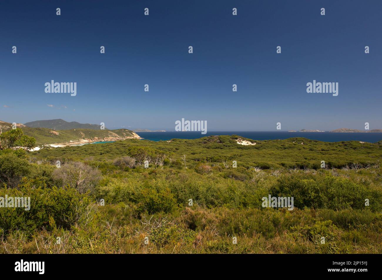 Wilsons Promontory National Park is the most Southerly point of the Australian mainland. It gets the rough seas of Bass Strait, but not today! Stock Photo