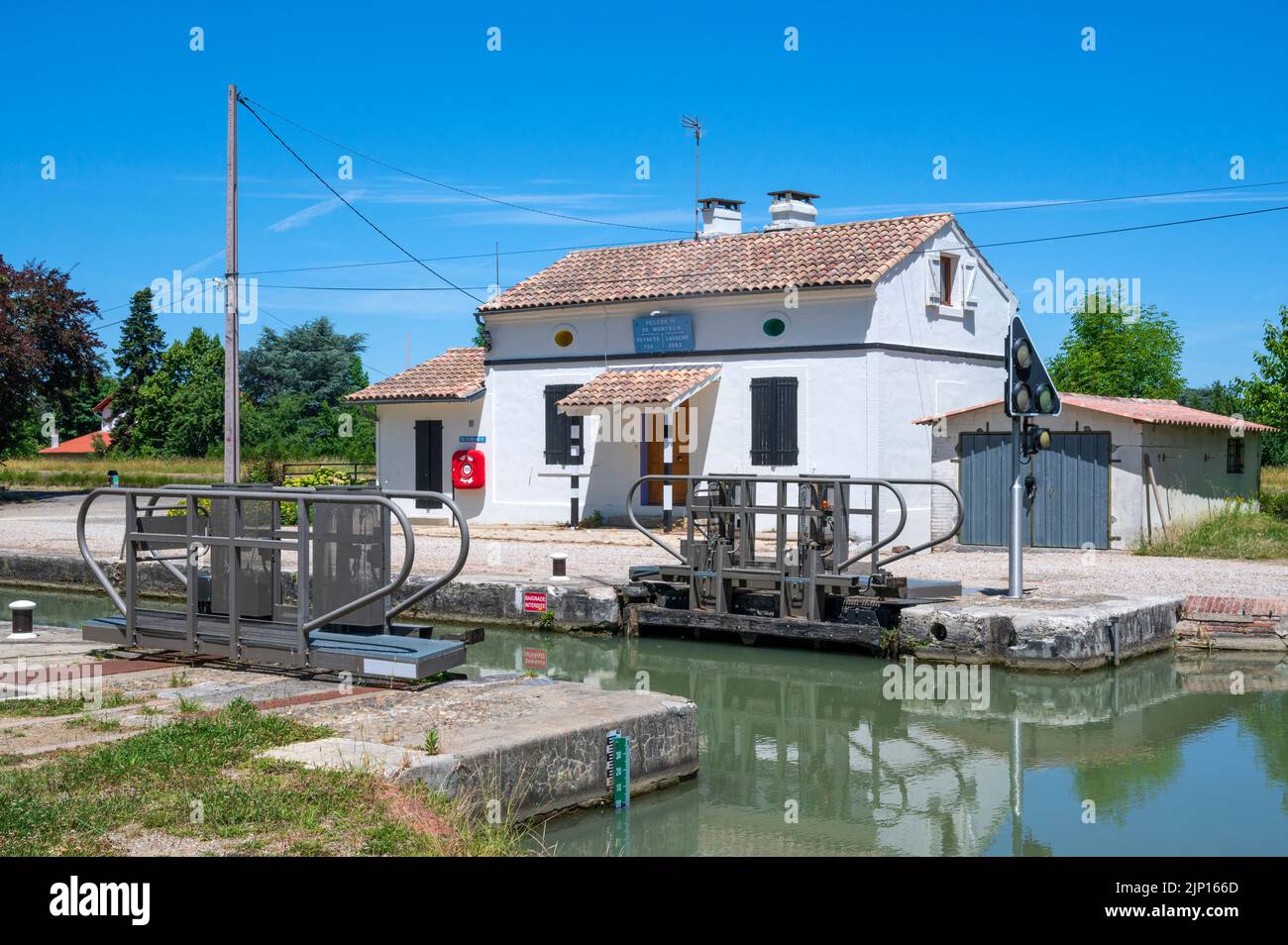 The lock écluse de Montech on the Garonne lateral canal, France Stock Photo