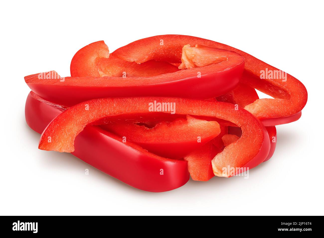 slices of red sweet bell pepper isolated on white background Stock ...