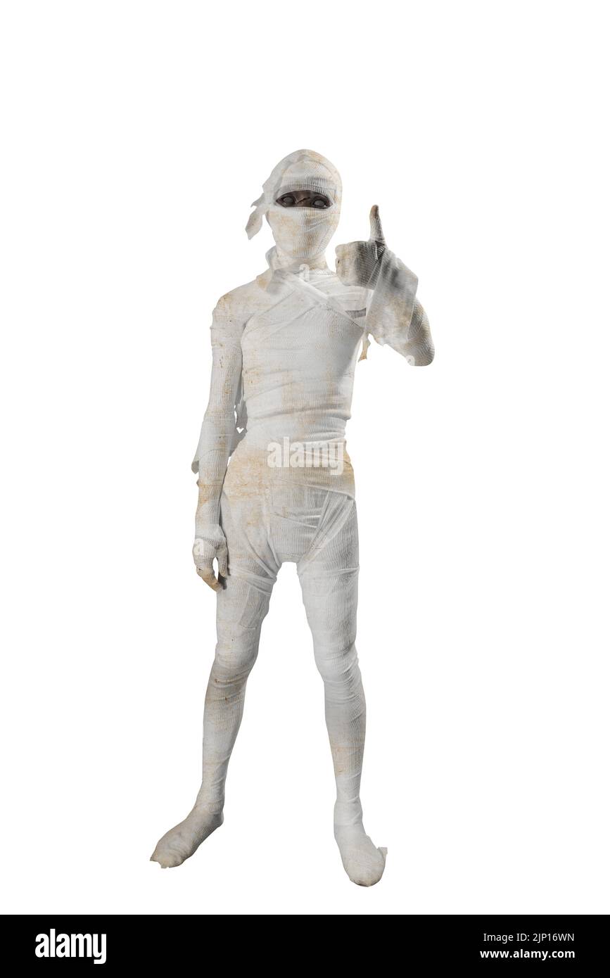 Mummy standing and showing thumb up isolated over white background ...
