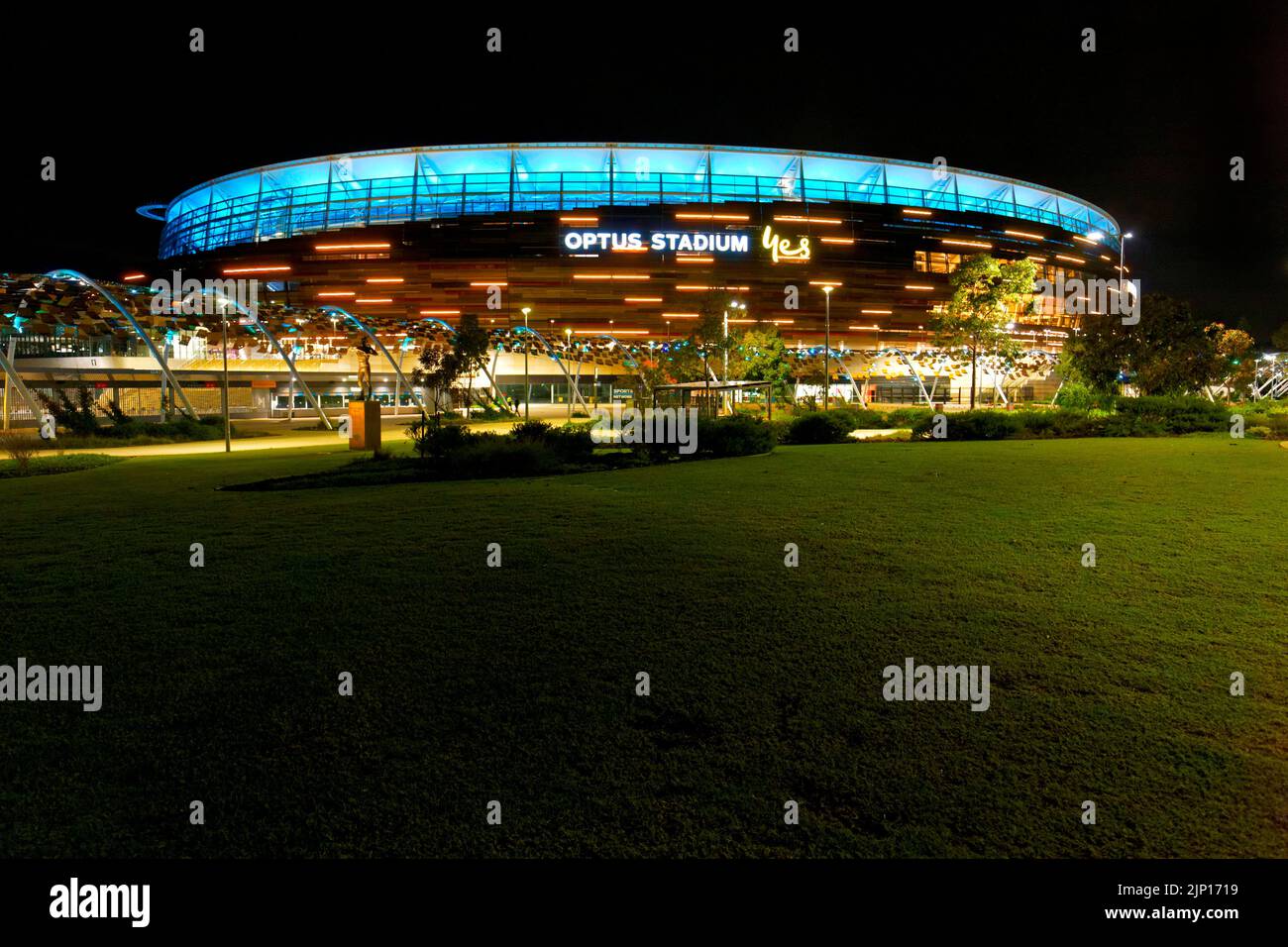 Perth / Optus Stadium at night, Burswood, Western Australia Stock Photo