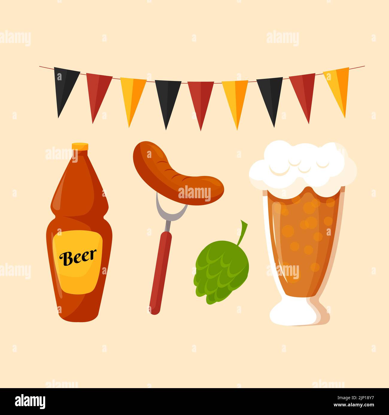 Flat elements set for oktoberfest celebration Vector illustration Stock ...