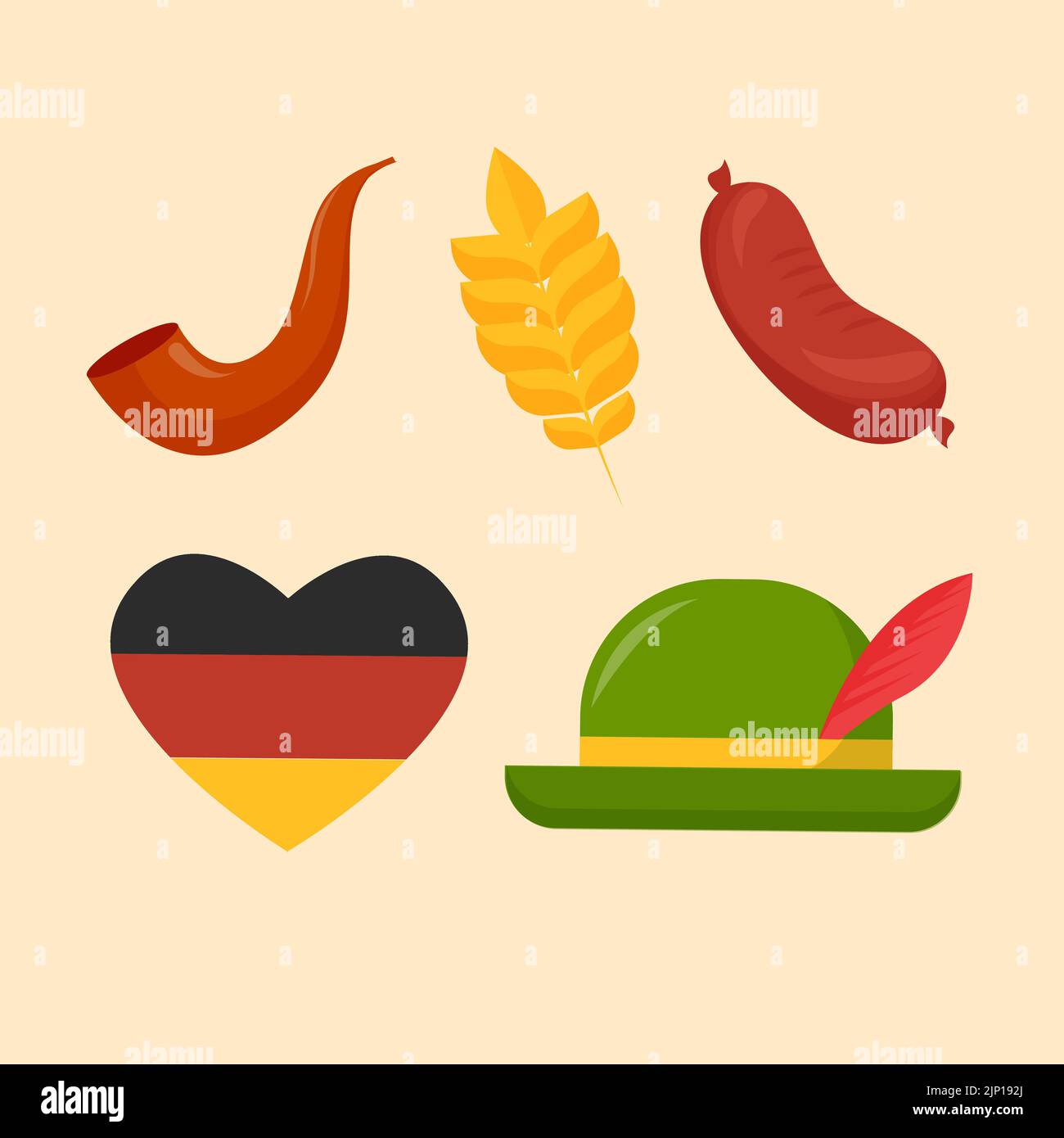 Flat elements set for oktoberfest celebration Vector illustration Stock ...