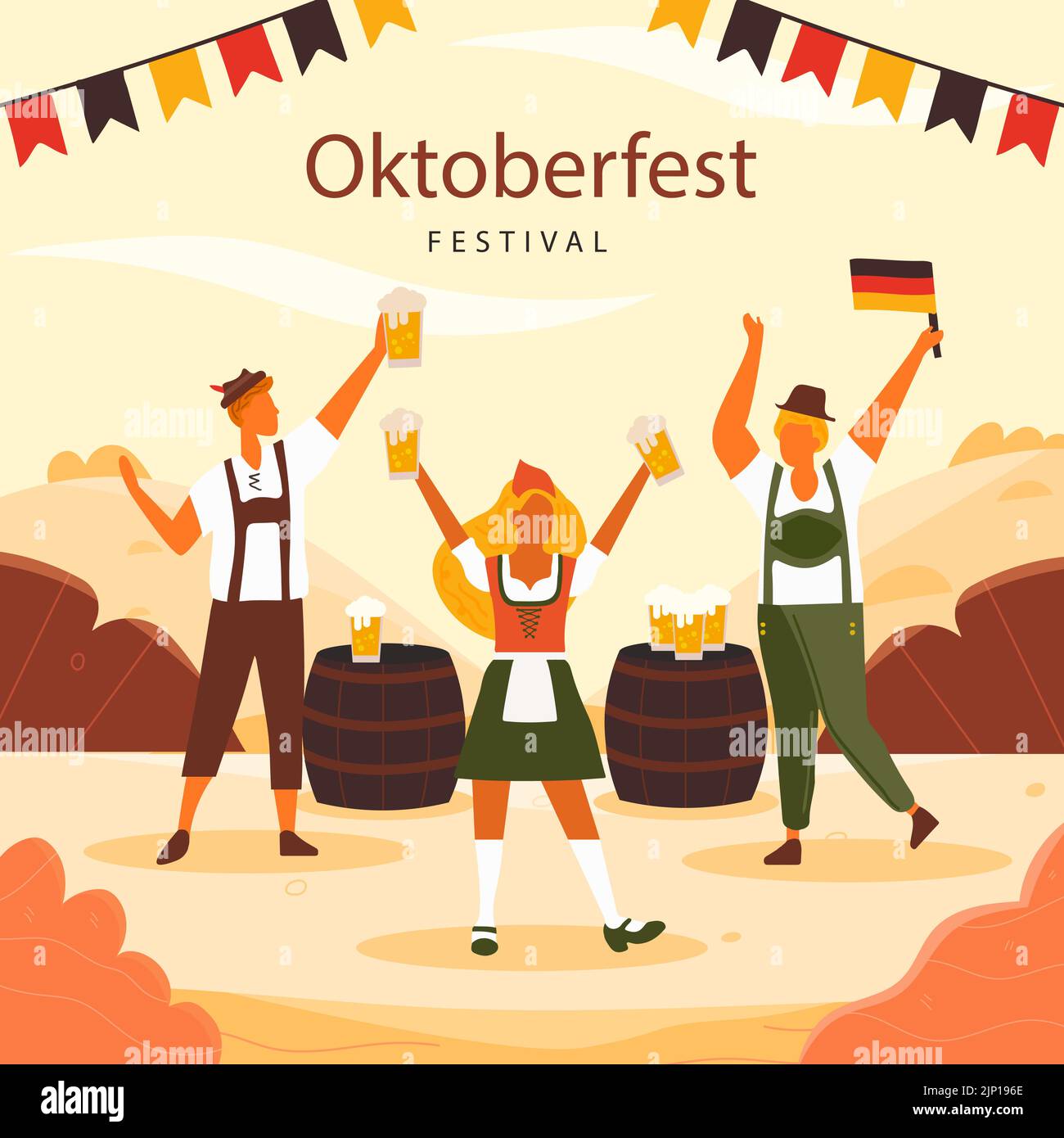 Flat illustration for oktoberfest festival Vector illustration Stock ...