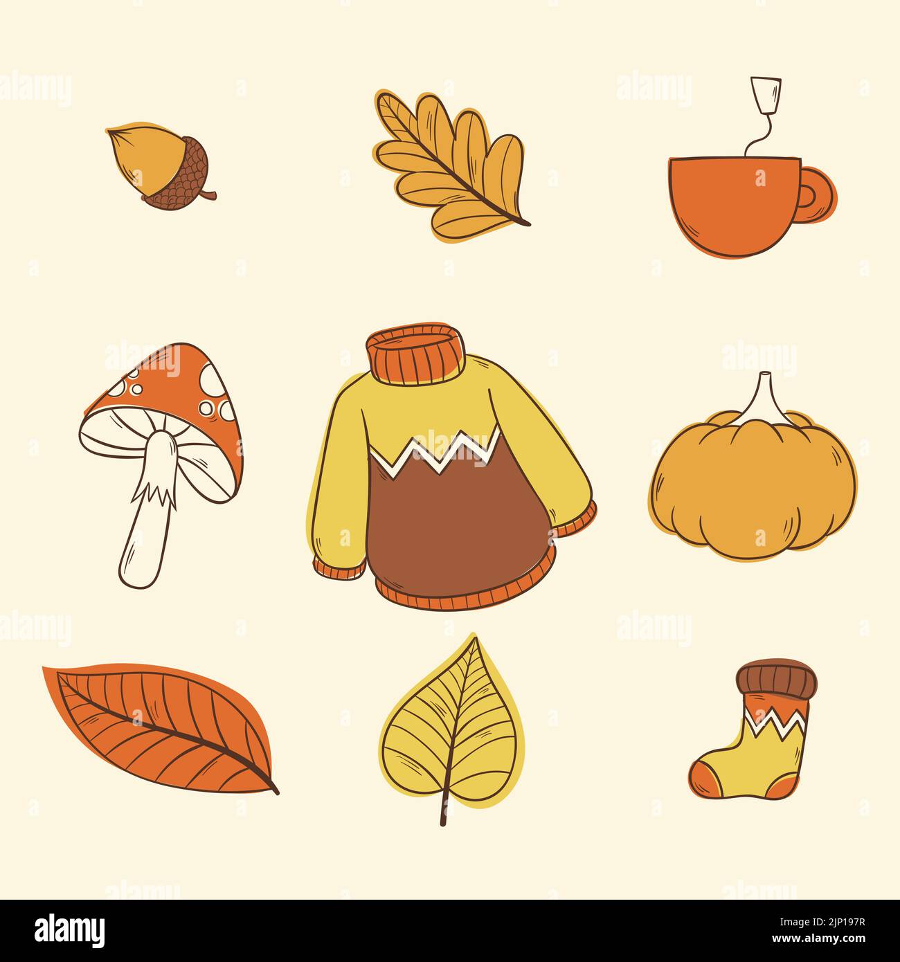 Hand drawn elements set for autumn celebration Vector illustration ...