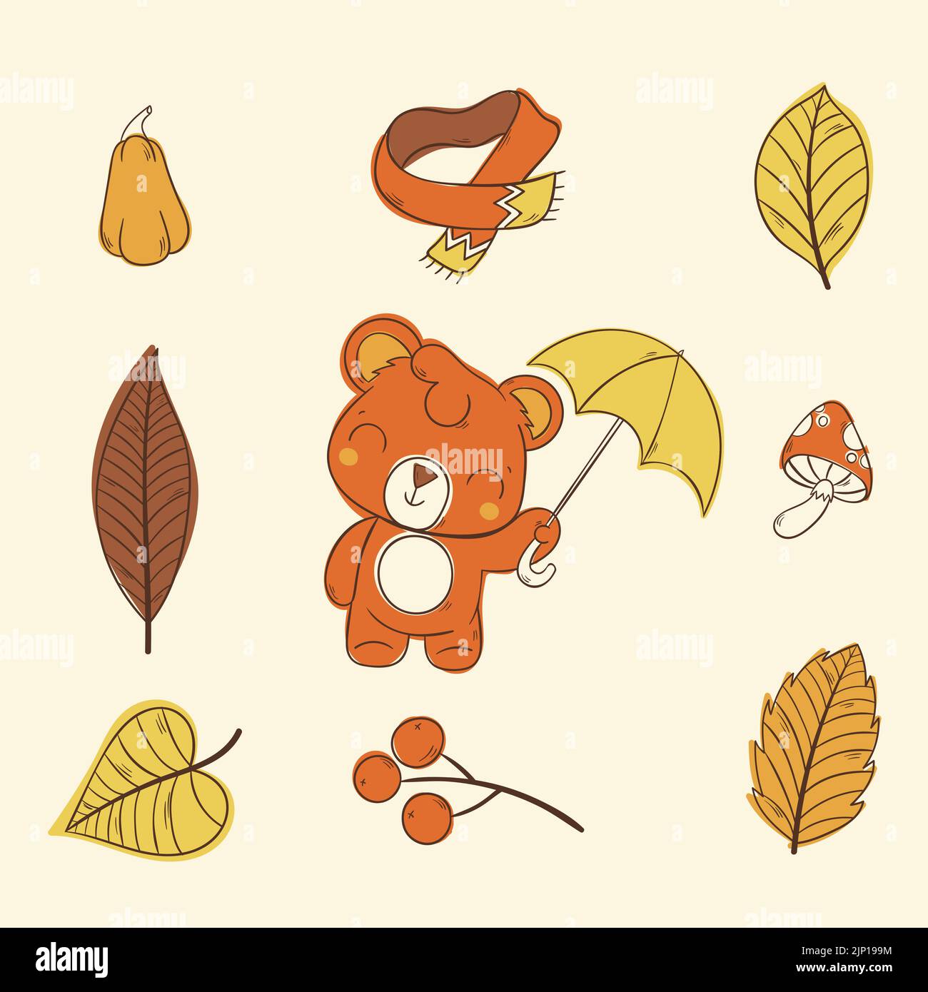 Hand drawn elements set for autumn celebration Vector illustration ...