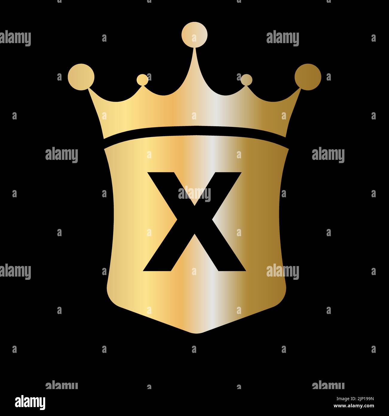 Letter X Crown and Shield Logo Vector Template with Luxury Concept ...