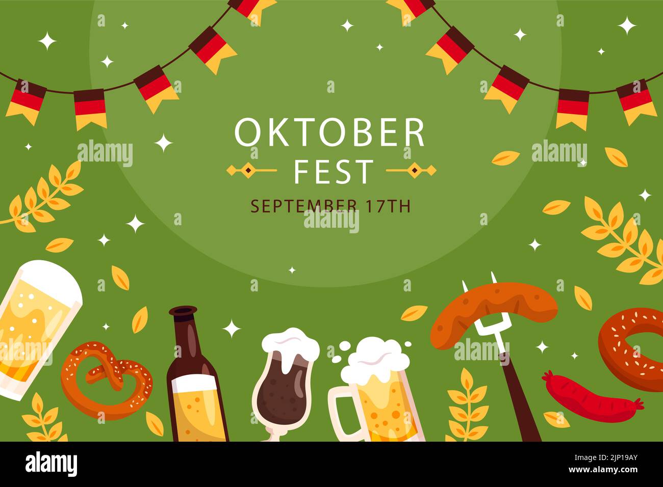 Flat background for oktoberfest celebration Vector illustration Stock ...
