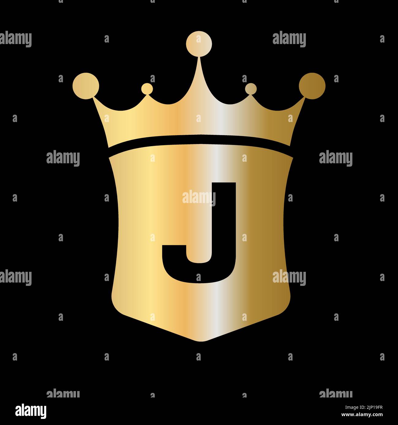 Letter J Crown and Shield Logo Vector Template with Luxury Concept ...