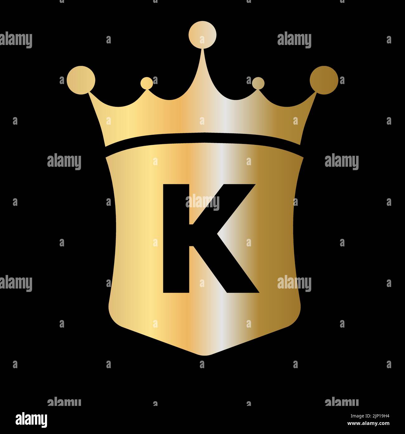 Letter K Crown and Shield Logo Vector Template with Luxury Concept