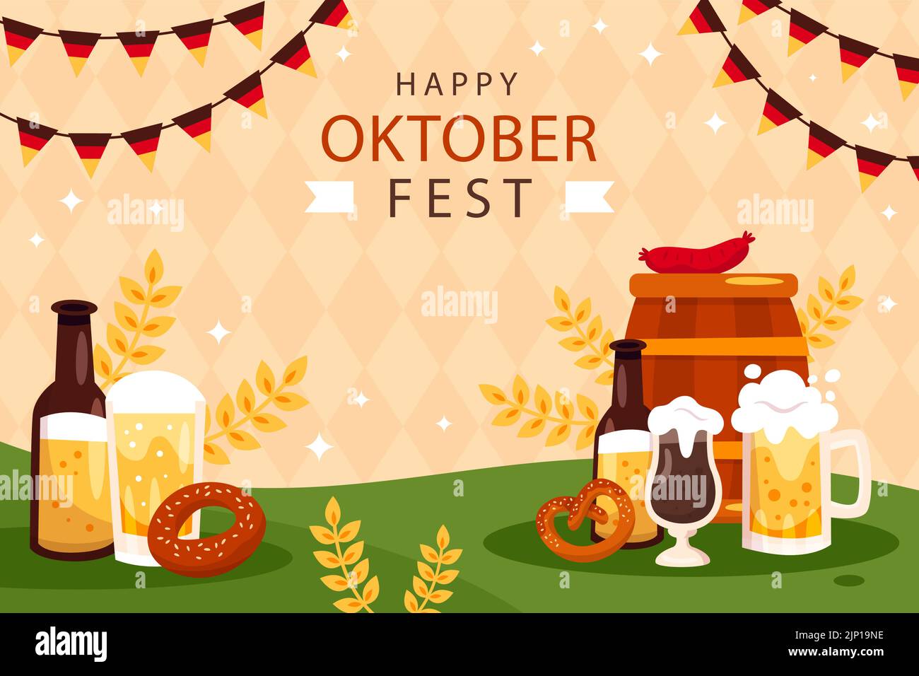 Flat background for oktoberfest celebration Vector illustration Stock ...