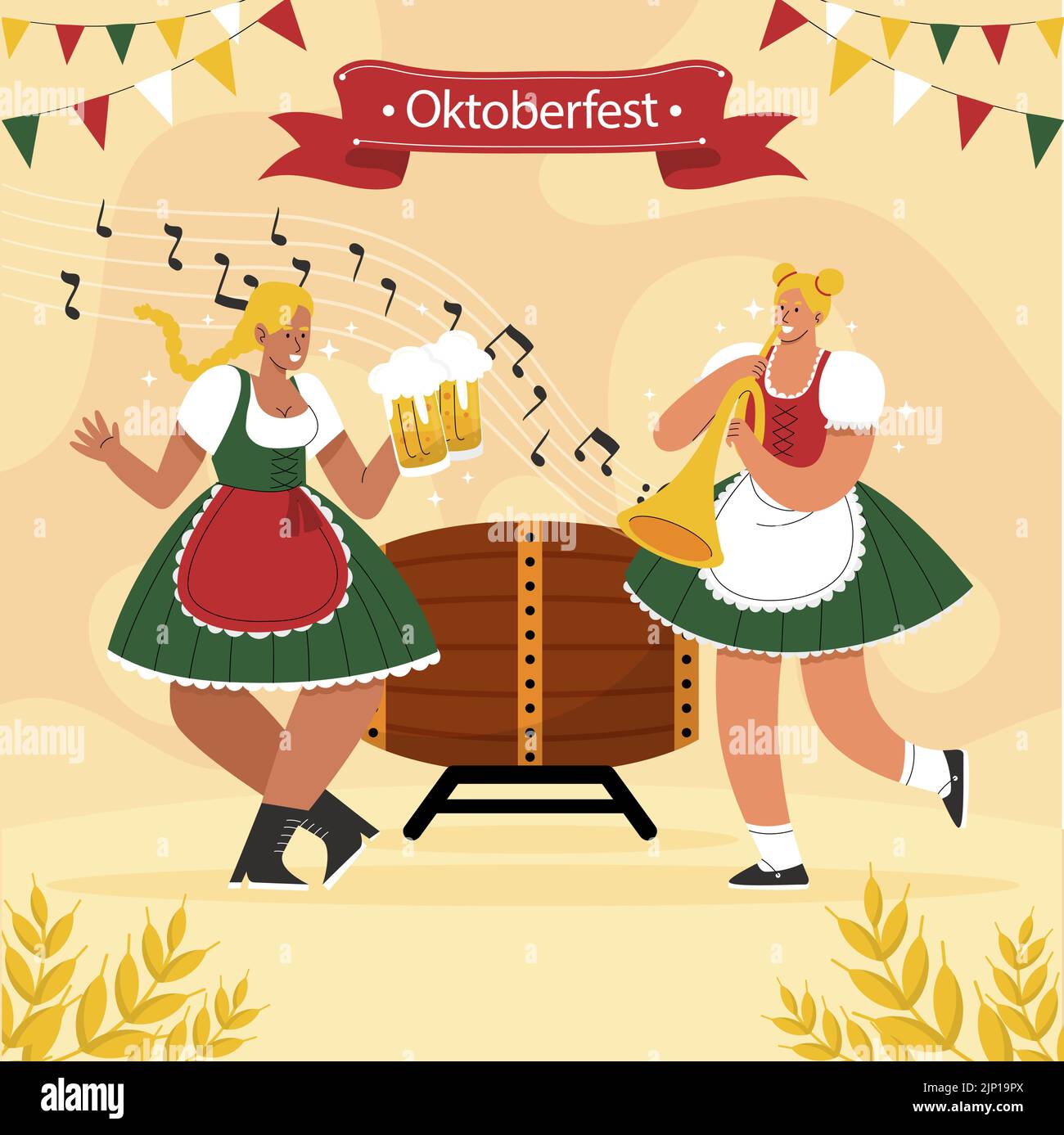 Flat illustration for oktoberfest festival Vector illustration Stock ...